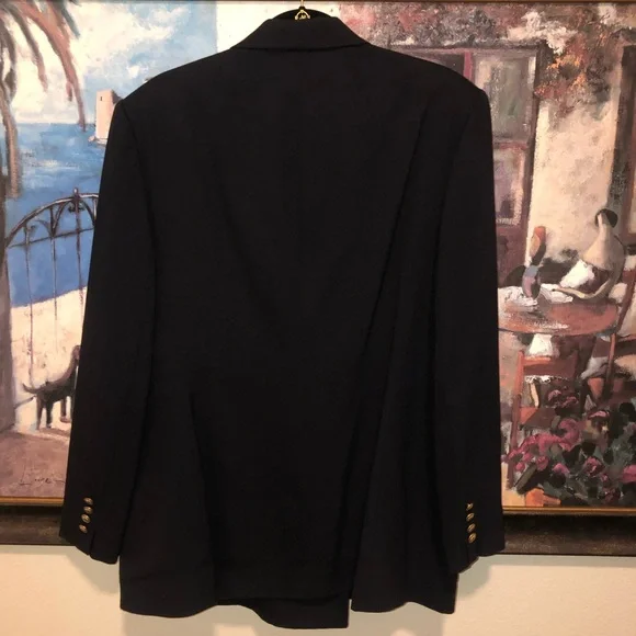 Lauren Ralph Lauren Double-Breasted Navy Blazer With Lauren Crest - Picture 7 of 11